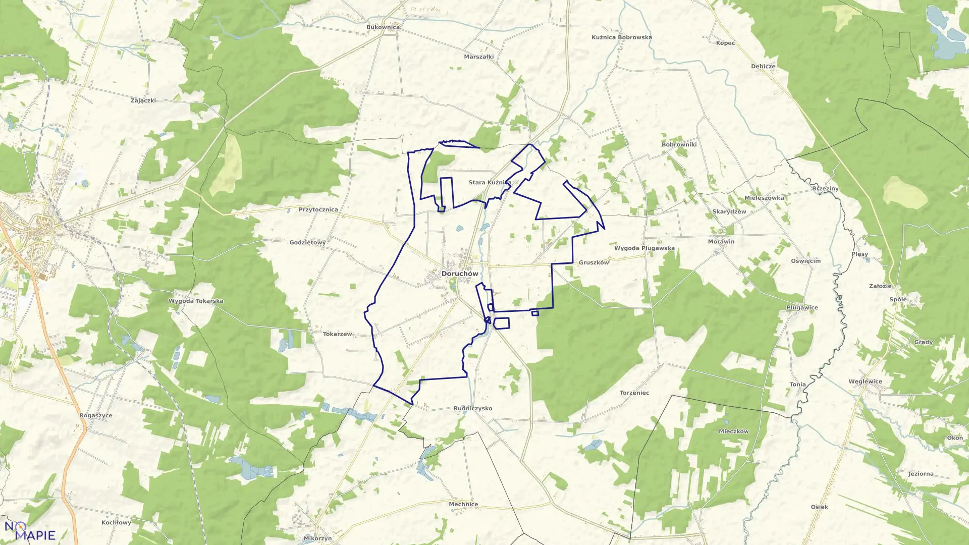 Mapa obrębu DORUCHÓW w gminie Doruchów