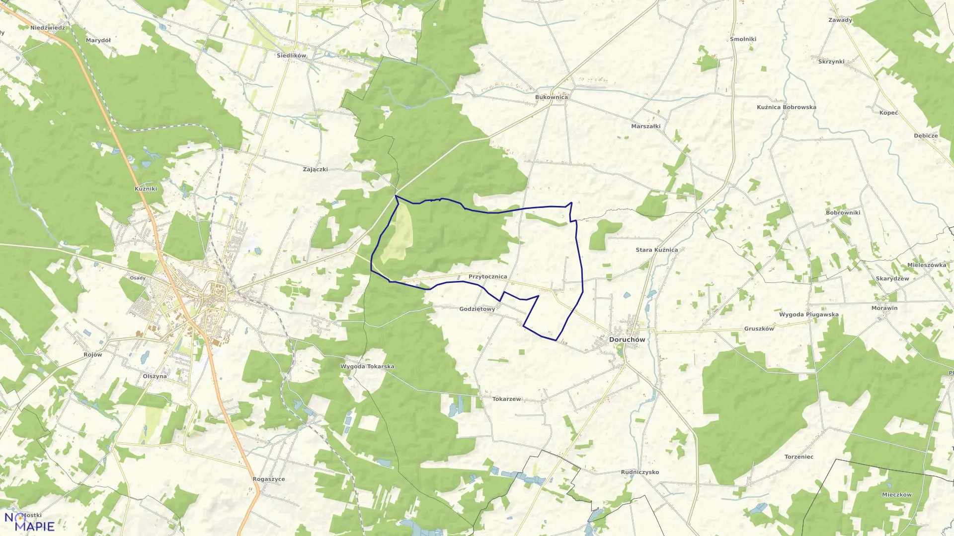 Mapa obrębu PRZYTOCZNICA w gminie Doruchów