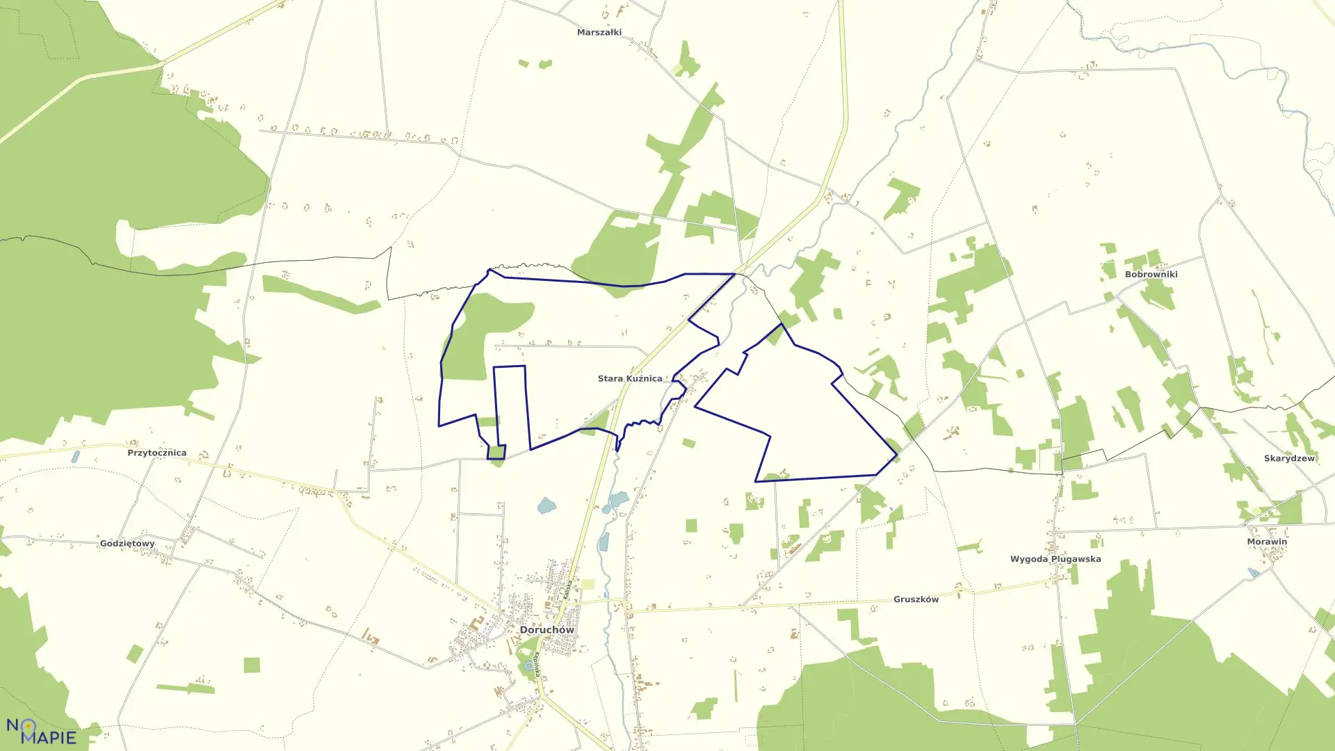 Mapa obrębu STARA KUŹNICA w gminie Doruchów