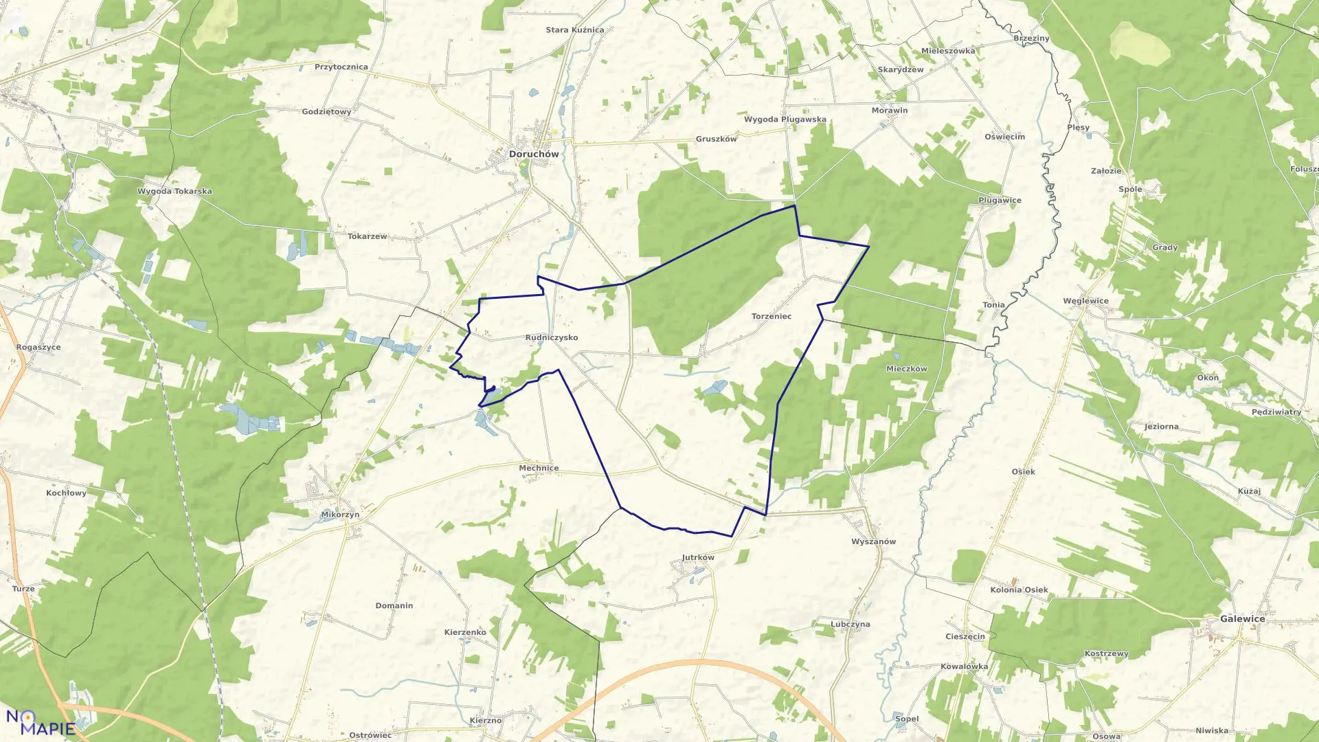 Mapa obrębu TORZENIEC w gminie Doruchów